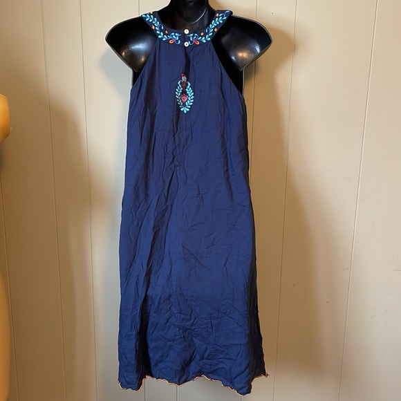LulaSoul Navy Embroidered Dress Sz S - Picture 5 of 7